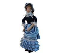 Casa Delle Bambole Vittoriano Donna Frilly Blu Abito Miniatura Porcellana People