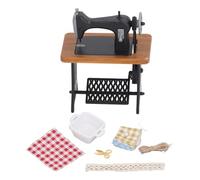 Casa di bambola Macchina da cucito vintage Mini Modello di pettinatura a sarto set squisito accessori per mobili retrò fatti a mano per adornare in miniatura in plastica 3 pezzi
