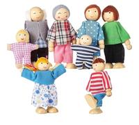 Casa di bambole, casa delle bambole persone 8 Figure familiari in legno Posato grazioso bambola per le persone figure per i ragazzi della ragazzi per bambini accessori per la bambol