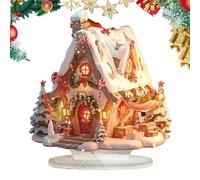 Casa di pan di - 7.87x7.48 pollici di Natale, case di neve illuminate ispiratrici, ornamenti desktop | Arredamento da tavolo per le vacanze per tana, camera da letto, sala da tè