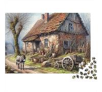 Casa di Pietra Rustica Puzzle 1000 Pezzi Puzzle per Famiglia Strada di Campagna Relax Concentrazione Adulti 52x38cm/1000pcs