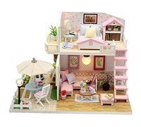 Casa en miniatura DIY de madera 3D hecha a mano, casa de muñecas de madera para niños, kit de manualidades realista DIY con luces LED, monta tu propia casita en miniatura como