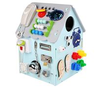 Casa Giocattolo In Legno, Gioco Sensoriale per Bambini con Spazio di Stoccaggio Interno, Scatola Musicale, Interruttore, Ordinatore, Ingranaggi, Orologio, Giocattolo Educativo per Ba Grey (telephone)