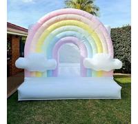 Casa gonfiabile bianca di rimbalzo Ponticello Castello gonfiabile PVC Grande letto commerciale per bambini che salta con ventilatore per divertimento all'aria aperta Giocattolo sportivo