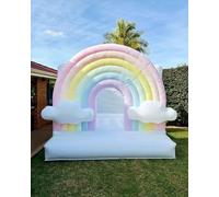 Casa gonfiabile bianca di rimbalzo Ponticello Castello gonfiabile PVC Grande letto commerciale per bambini che salta con ventilatore per divertimento all'aria aperta Giocattolo sportivo 4mX4mX3.05m