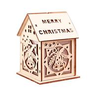 Casa in Legno Santa Claus Elk Bell LED Luce Albero di Natale Appeso Decorazione 3# Piccolo Durevole e UtileDurabilità e Stile