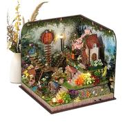 Casa In Miniatura,Casina Floreale in Legno con Luci LED - Kit di Costruzione da Montare per Bambini e Collezionisti