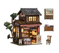 Casa in Miniatura DIY Giapponese con LED, 209 PCS Puzzle 3D Legno, Diorama Bottega Vintage, Book Nook Libreria Decorazione, Modellini da Costruire per Adulti 14+