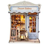 Casa in miniatura per dolci, 218 pezzi, Book Nook, kit fai da te, casa delle bambole, puzzle 3D, vista stradale, artigianato, libreria, decorazione, luci LED