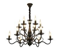 Casa Lampadario Illuminazione Fattoria Luce 12 Luci Bronzo Lucidato Olio Lampada a Sospensione in Metallo Cucina Isola Candela Moderna Apparecchio di Illuminazione a Sospensione Lampada-Nero 12 Luci