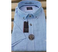 CASA MODA Righe Blu Lino Manica Corta Camicia Big Kingsize 2XL3XL4XL5XL6XL7XL