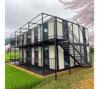 Casa moderna del contenitore di lusso a due piani con personalizzazione personalizzata Micro Residenza modulare prefabbricata con camera da letto cucina bagno e piattaforma del tetto vestito per