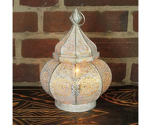 Casa Moro Lampada da tavolo orientale Fahid altezza 30 cm in stile shabby bianco oro con attacco E14 | lampada da comodino in metallo | lampada marocchina Ramadan Eid | LN2080