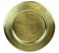 Casa Moro Vassoio da portata marocchino Nermin Ø 40 cm, rotondo, in metallo color oro antico, orientale, per Pasqua, festa della mamma, decorazione per la casa TTB407G