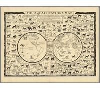 Casa Muro Stampa - Vintage Mappa Poster - Cani Tutti Nazioni 1936 -A4 ,A3,A2,A1,