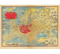 Casa Muro Stampa - Vintage Mappa Poster - Europa Illustrato 1939 - A4,A3,A2,A1,