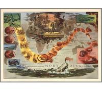 Casa Muro Stampa - Vintage Mappa Poster - Moby Dick USA - A4, A3, A2, A1, A0