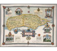Casa Muro Stampa - Vintage Mappa Poster - Sussex Inghilterra 1945 - A4,A3,A2,A1,