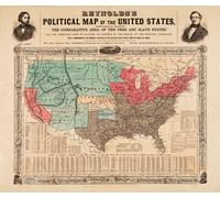 Casa Muro Stampa - Vintage Mappa Poster - USA 1850 Politica - A4, A3, A2, A1, A0