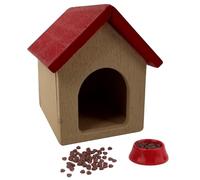 Casa per cani in miniatura con ciotola per cani e cibo 1:12 Scala delle bamboli di bambola di legno per animali domestici mobili per bambole per la decorazione degli accessori