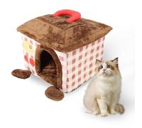 Casa per gatti interni, nido di gatto rimovibile rimovibile morbido calda canile in lavabile spugna domestico domestico cartone animato portatile a letto di gatto condomini di (36x36x34cm)