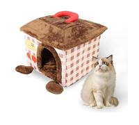 Casa per gatti interni, nido di gatto rimovibile rimovibile morbido calda canile in lavabile spugna domestico domestico cartone animato portatile a letto di gatto condomini di (47x47x40cm)