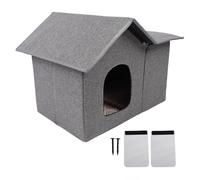 Casa per gatti per gatti interni, 50 x 33 x 42 cm Larco Letto per gatto Tessuto grotta in cotone Condimento gatto pieghevole Cat Hideaway CAT CAT CAT COVET (Gray)