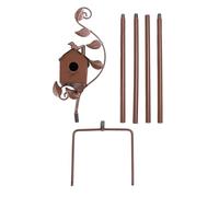 Casa per Uccelli in Metallo con Pali della Decorazione del Giardino Esterno Stake Iron House per Il Patio Habitat di Alimentazione degli Uccelli Decorativi del Cortile 19,5 cm