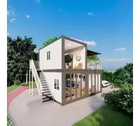 Casa piccola pieghevole a due piani da 40FT - Casa contenitore prefabbricata di lusso | Villa modulare espandibile con due piani per vivere fuori rete, case vacanze