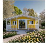 Casa piccola pieghevole espandibile da 6,8 m - Casa moderna prefabbricata con cucina e bagno completi, cabina modulare mobile con 2 camere da letto per ufficio, soggiorno, soggiorno off-grid