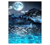 Casa Poster Decorativo Barca A Vela Sul Lago, Natura Morta, Stampa Su Tela, Senza Cornice, Poster Di Paesaggio Naturale Montano, Dipinti Da Parete Per La Casa(C,40x60cm)