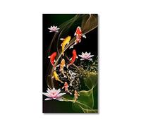 Casa Poster Decorativo Bellissimo Dipinto Su Tela Raffigurante Una Carpa Koi Rossa Cinese, Senza Cornice, Decorazione Per La Casa, Per Portare Fortuna E Prosperità, Poster(50x100cm)
