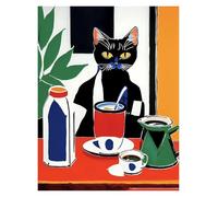 Casa Poster Decorativo Gatti Divertenti, Poster di Jazz Francese E Vino, Lettura, Hobby, Cartoni Animati, Stampe su Tela, Quadri, Decorazioni per La Casa E Il Soggiorno(P,20x30cm)