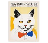 Casa Poster Decorativo Gatti Divertenti, Poster di Jazz Francese E Vino, Lettura, Hobby, Cartoni Animati, Stampe su Tela, Quadri, Decorazioni per La Casa E Il Soggiorno(D,40x60cm)
