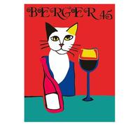 Casa Poster Decorativo Gatti Divertenti, Poster di Jazz Francese E Vino, Lettura, Hobby, Cartoni Animati, Stampe su Tela, Quadri, Decorazioni per La Casa E Il Soggiorno(F,40x60cm)