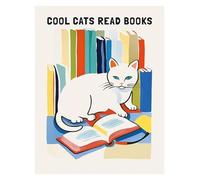 Casa Poster Decorativo Gatti Divertenti, Poster di Jazz Francese E Vino, Lettura, Hobby, Cartoni Animati, Stampe su Tela, Quadri, Decorazioni per La Casa E Il Soggiorno(C,50x70cm)