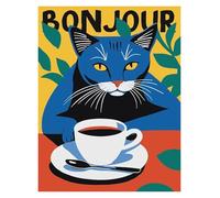 Casa Poster Decorativo Gatti Divertenti, Poster di Jazz Francese E Vino, Lettura, Hobby, Cartoni Animati, Stampe su Tela, Quadri, Decorazioni per La Casa E Il Soggiorno(S,40x60cm)