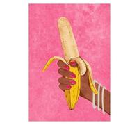 Casa Poster Decorativo Illustrazione di Ragazza Che AMA Bere Vino Frutta Arte Astratta su Tela, Poster, Stampe per Soggiorno, Decorazione da Parete per La Casa(D,30x40cm)