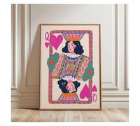 Casa Poster Decorativo Poster Artistico Con Carta Da Gioco Regina Di Cuori Colorata, Senza Cornice, Moda Minimalista, Tendenza Per Adolescenti, Arredamento Per La Casa(C,50x70cm)