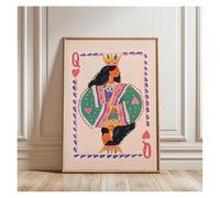 Casa Poster Decorativo Poster Artistico Con Carta Da Gioco Regina Di Cuori Colorata, Senza Cornice, Moda Minimalista, Tendenza Per Adolescenti, Arredamento Per La Casa(UN,50x70cm)