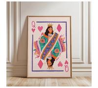 Casa Poster Decorativo Poster Artistico Con Carta Da Gioco Regina Di Cuori Colorata, Senza Cornice, Moda Minimalista, Tendenza Per Adolescenti, Arredamento Per La Casa(F,20x30cm)