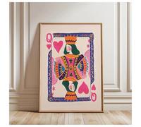 Casa Poster Decorativo Poster Artistico Con Carta Da Gioco Regina Di Cuori Colorata, Senza Cornice, Moda Minimalista, Tendenza Per Adolescenti, Arredamento Per La Casa(E,30x40cm)
