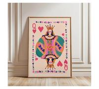 Casa Poster Decorativo Poster Artistico Con Carta Da Gioco Regina Di Cuori Colorata, Senza Cornice, Moda Minimalista, Tendenza Per Adolescenti, Arredamento Per La Casa(B,40x60cm)