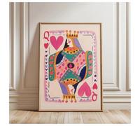 Casa Poster Decorativo Poster Artistico Con Carta Da Gioco Regina Di Cuori Colorata, Senza Cornice, Moda Minimalista, Tendenza Per Adolescenti, Arredamento Per La Casa(D,30x40cm)