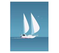Casa Poster Decorativo Poster D'arte Minimalista Con Nave, Stampa Su Tela, Colore, Tendenza Moda, Decorazione Per La Stanza, Casa, Villa, Decorazione Artistica Su Tela(UN,30x40cm)