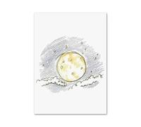 Casa Poster Decorativo Poster di Cartoni Animati con Razzo, Luna, Terra, Spazio, Orso, Astronauta, Set di Stampe su Tela, Immagini Kawaii, Decorazioni per La Casa(Un,30x40cm)
