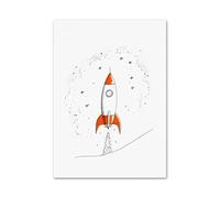 Casa Poster Decorativo Poster di Cartoni Animati con Razzo, Luna, Terra, Spazio, Orso, Astronauta, Set di Stampe su Tela, Immagini Kawaii, Decorazioni per La Casa(F,50x70cm)