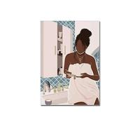 Casa Poster Decorativo Poster Di Donna Nera Che Fa Il Bagno, Da Parete In Stile Boho Per, Stampa Minimalista Su Tela, Soggiorno, Arredamento La Casa(G,40X50cm)