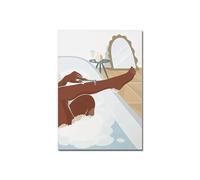 Casa Poster Decorativo Poster Di Donna Nera Che Fa Il Bagno, Da Parete In Stile Boho Per, Stampa Minimalista Su Tela, Soggiorno, Arredamento La Casa(H,30x40cm)