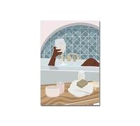 Casa Poster Decorativo Poster Di Donna Nera Che Fa Il Bagno, Da Parete In Stile Boho Per, Stampa Minimalista Su Tela, Soggiorno, Arredamento La Casa(UN,40X50cm)